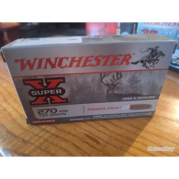 Botes de balles winchester super X 130gr 270 win