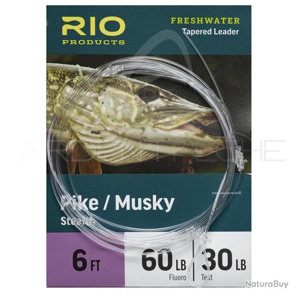 Bas de ligne RIO Pike/Musky Fluoro 1,80 m 80LB