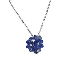 Collier Boule en Perles de Cristal Bleu Foncé Fait Main Neuf * LIVRAISON GRATUITE *