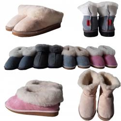 Chaussons chauds femme en peau de mouton rose  38