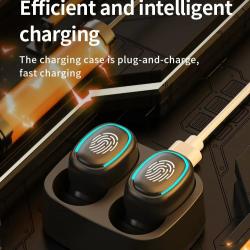 Casque Bluetooth sans fil avec lumière tactile, mini bouchons d'oreille de haute qualité, anti-trans
