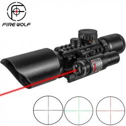 Lunette de visée 3-10x42 M9 Réticule Lumineux Rouge/Vert Laser Rouge Optique Chasse Tactique résista