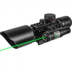 Lunette de visée 3-10x42 M9 Réticule Lumineux Rouge/Vert Laser Vert Optique Chasse Tactique résistan