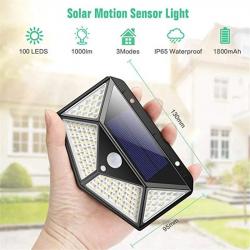 Lampe solaire LED multifonctionnelle avec détecteur de mouvement, lumière du soleil étanche, décorat