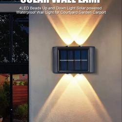 lampe led solaire 4LED Beads Up and Down Light Solar Powered Waterproof Wall Light for Courtyard Gar