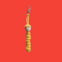 Adorable Petite Chenille Jaune Porte Bonheur Porte Clés Crochet Fait Main Neuf *LIVRAISON GRATUITE*