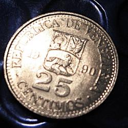 Venuzuela  piece de 25 centimos 1990 superbe