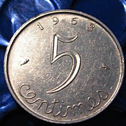 france   piece de 5 centimes 1963 ttb
