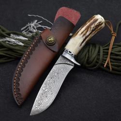 Couteau de Chasse Manche en Corne de Cerf - SKX INDUSTRIES