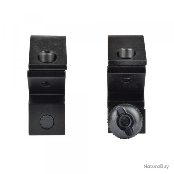 Colliers de montage courts JS-Tactical 1" - Pour rails 20mm - Noir
