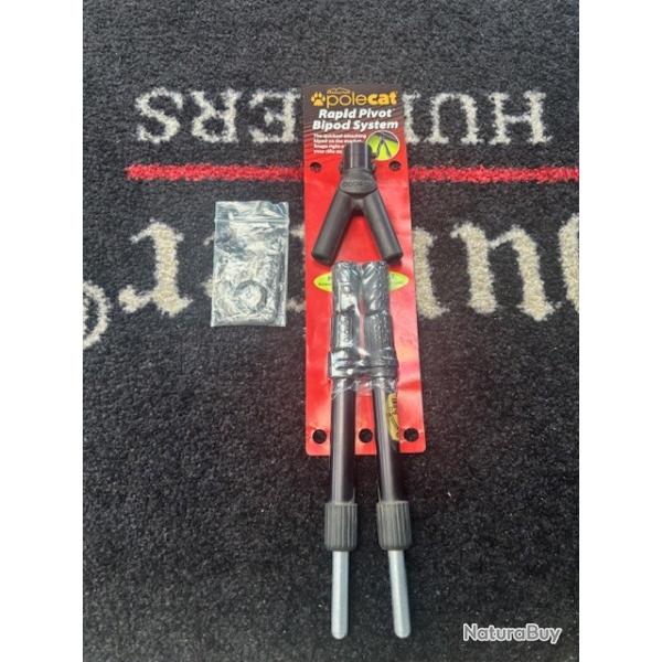 magnifique bipied pole cat universelle pour toute carabine au enchre coup de balai