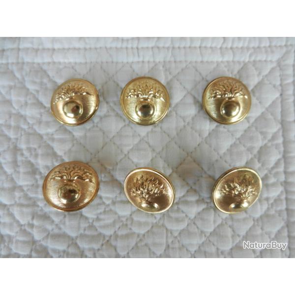 6 boutons militaires Gendarmerie pour manteau caban diamtre 25 mm