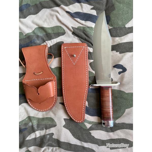 Couteau bowie Bark River V-44 Bowie A2 Stacked Leather