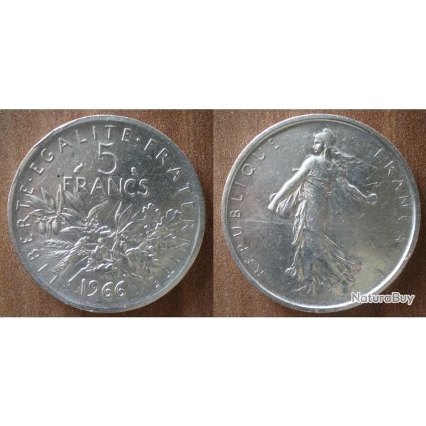 France 5 Francs 1966 Semeuse Piece Argent Frcs Frs Frc