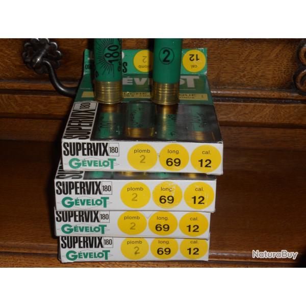 Lot de cartouches calibre 12 Gevelot Supervix 180 plomb de 2 en 69