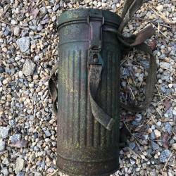 WW2 MASQUE A GAZ ALLEMAND CAMO AUTOMNE BATAILLE DU BOCAGE 1944