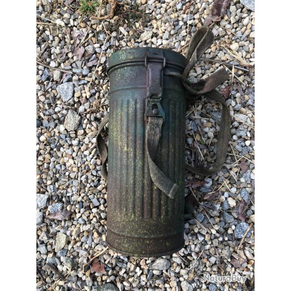 WW2 MASQUE A GAZ ALLEMAND CAMO AUTOMNE BATAILLE DU BOCAGE 1944