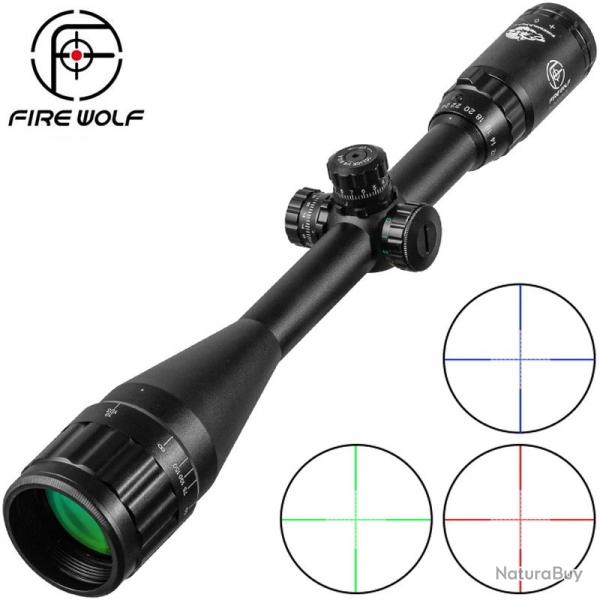 Lunette de Vise Fire Wolf 6-24x50AO Optique Tactique Chasse Rticule Lumineux Rouge/Vert tourelles