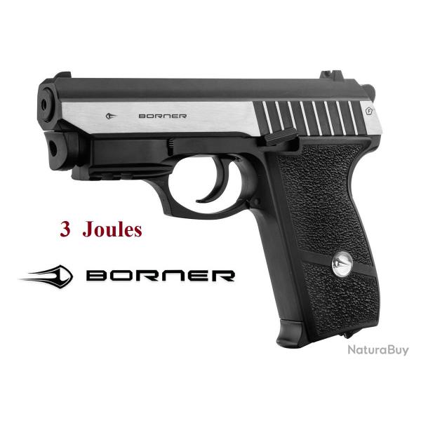 Pistolet  Borne Panther 801 Blowback full mtal 3 Joules /  Co2  Billes Acier Cal 4.5