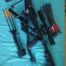 Arbalète siege 300 comme neuve + accessoires cire et  20 traits ,lunette RTI laser , red dot