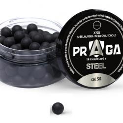 Boites de 50 Billes caoutchouc Noyau en acier Noire  Cal. 50