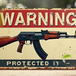 plaque decoration en alu panneau vintage AK 47 Kalachnikov 20 x 30 cms