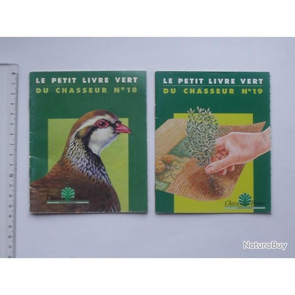 PETIT LIVRE VERT DU CHASSEUR Lot 2 diffrents : N18 Perdrix 1995 N19 Amnagement territoire 1996
