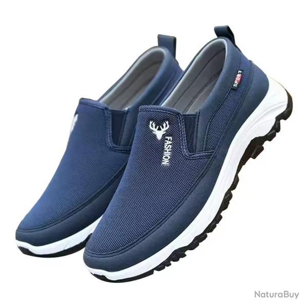 Baskets homme t lgres respirantes - Mocassins slip-on, chaussures marche randonne Bleu