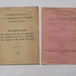 SAINT-ETIENNE Livret 1937 Règlementation Fabrication Commerce Détention Armes et munitions