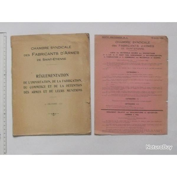 SAINT-ETIENNE Livret 1937 Rglementation Fabrication Commerce Dtention Armes et munitions