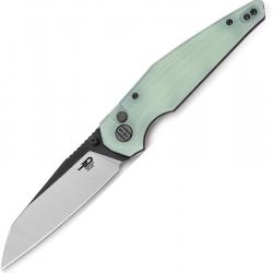 Couteau Bestech Snakebird Lame Acier 14C28N Manche G10 Jade Button Lock KIVT BTKG58D