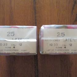 LOT DE 2 BOITES DE 25 CARTOUCHES   LATENIT 12/70