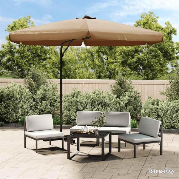 Parasol de jardin avec mt en acier 300 cm Taupe