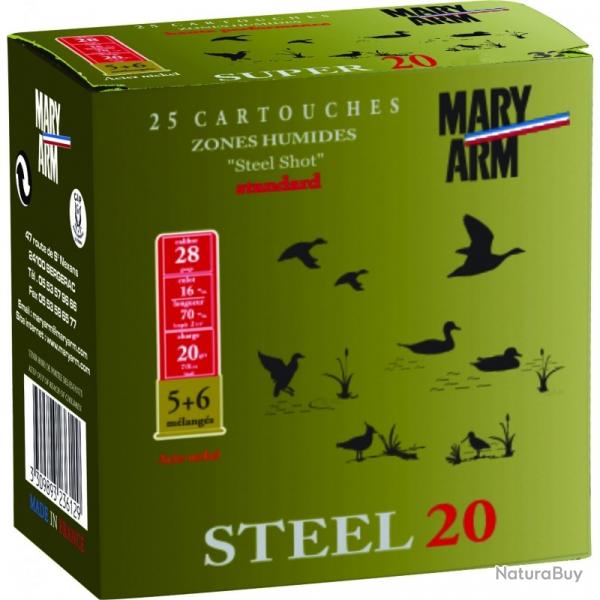 Cartouches Mary Arm Steel 20 BJ plomb n5+6 Acier - Cal. 28 x2 boites