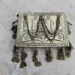 Ancienne boîte à Coran orientale berbère en Métal argenté/Bronze doré - Afrique du Nord (XXé)