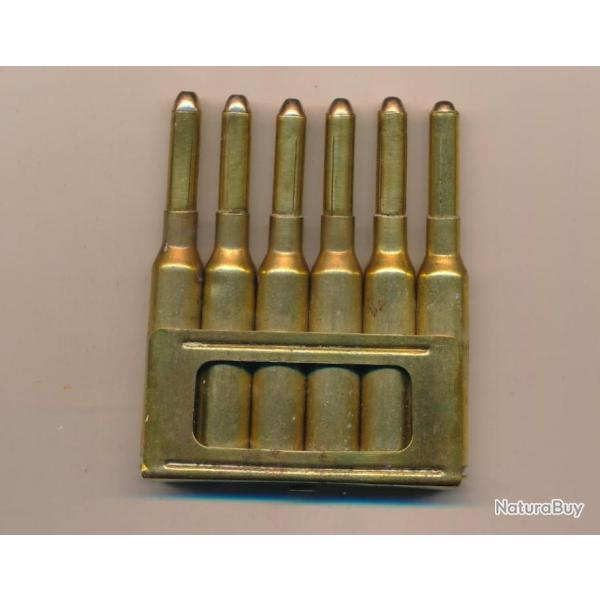 (5935+5930)  RARE CLIP DE 6  CARTOUCHES  6,5 x 52  CARCANO ITALIEN MULTIBALLE  ww1   BP B-17  1917