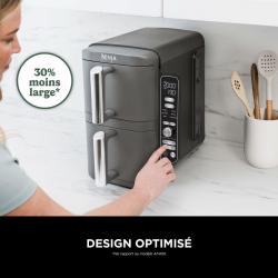 Double Stack XL Friteuse sans huile, friteuse verticale à 2 tiroirs, 4 niveaux cuisson,  9,5 L