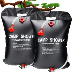 Sac de Douche Solaire,20l Solaire de Camping Sac de Douche Pliant Portatif Extérieur - Lot de 2