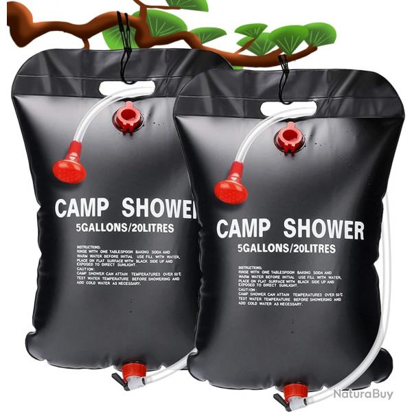 Sac de Douche Solaire,20l Solaire de Camping Sac de Douche Pliant Portatif Extrieur - Lot de 2