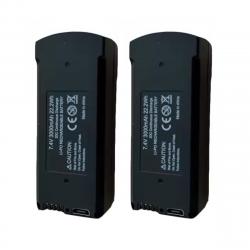 2x Batteries Drone GPS V168 Pro Max 7.4V 3000mAh - Pièce de Rechange Originale RC Quadcopter