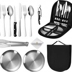 2 Personnes Vaisselle Camping - 12 Pcs Set de Couverts de Camping pour la Randonnée