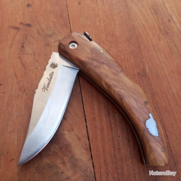 Joli Couteau de Berger CORSE VENDETTA  Manche en OLIVIER