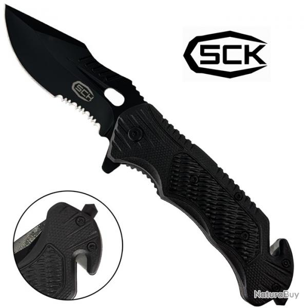 Couteau tactique pliant noir - SCK