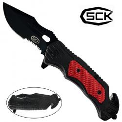 Couteau tactique pliant noir et rouge - SCK
