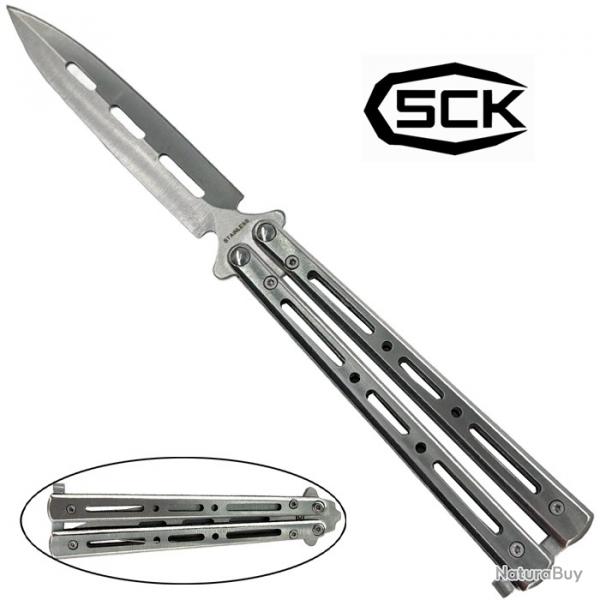 Couteau papillon finition acier bross - SCK