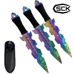 Couteaux à Lancer SCK Rainbow - Set de 3 avec étui