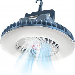 Lampe de camping LED avec ventilateur Rechargeable USB, Ventilateur de camping avec lumière