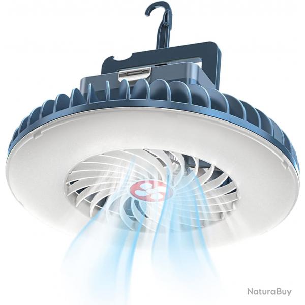 Lampe de camping LED avec ventilateur Rechargeable USB, Ventilateur de camping avec lumire