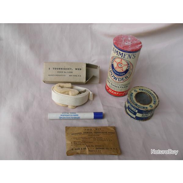 WW2 US LOT DE 5 LMENTS MDICALES/HYGINES MILITAIRES AMRICAINS 39-45 LOT 1