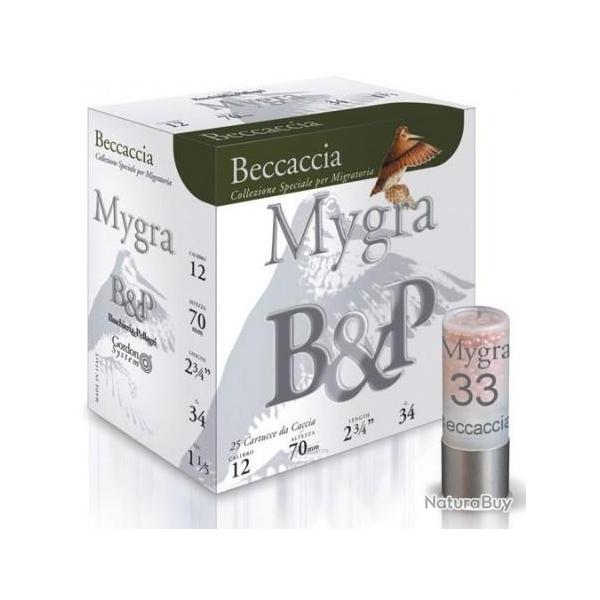 Cartouche B&P mygra beccaccia calibre 12/70 34g n8.5 bourre grasse x25